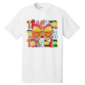 Coquette Bow Pencil Teacher Life Tall T-Shirt