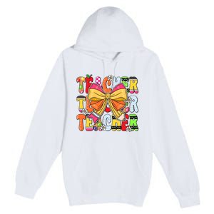 Coquette Bow Pencil Teacher Life Premium Pullover Hoodie