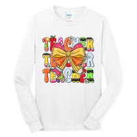 Coquette Bow Pencil Teacher Life Tall Long Sleeve T-Shirt