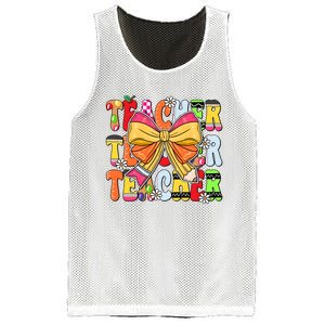 Coquette Bow Pencil Teacher Life Mesh Reversible Basketball Jersey Tank