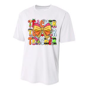 Coquette Bow Pencil Teacher Life Performance Sprint T-Shirt