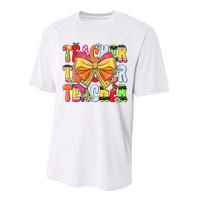 Coquette Bow Pencil Teacher Life Performance Sprint T-Shirt