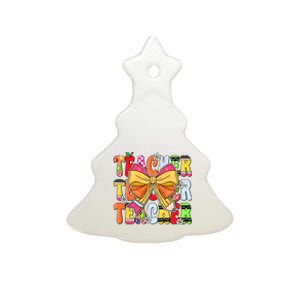 Coquette Bow Pencil Teacher Life Ceramic Tree Ornament