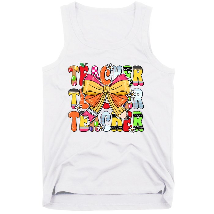 Coquette Bow Pencil Teacher Life Tank Top