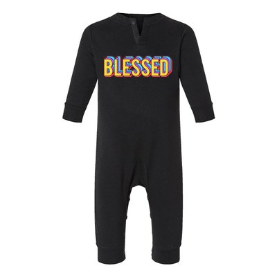 Colorful Blessed Quote Gift Infant Fleece One Piece