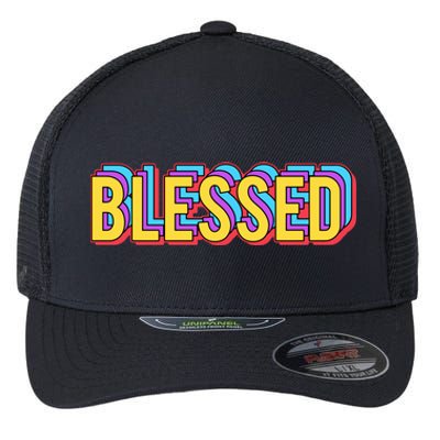 Colorful Blessed Quote Gift Flexfit Unipanel Trucker Cap