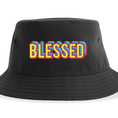 Colorful Blessed Quote Gift Sustainable Bucket Hat