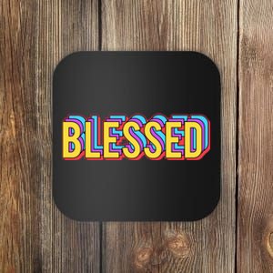 Colorful Blessed Quote Gift Coaster