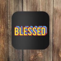 Colorful Blessed Quote Gift Coaster