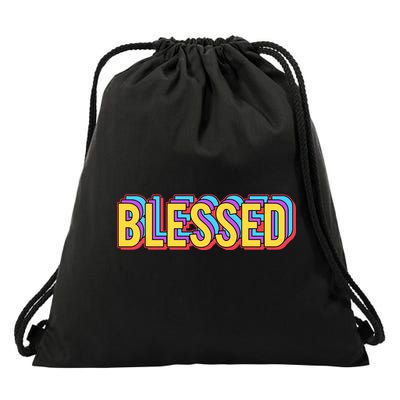 Colorful Blessed Quote Gift Drawstring Bag