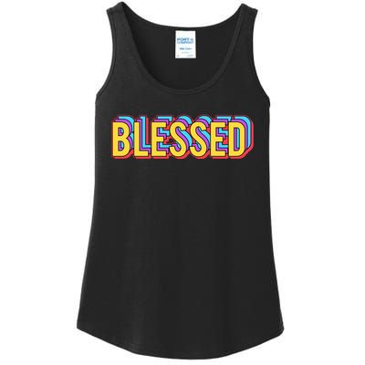 Colorful Blessed Quote Gift Ladies Essential Tank