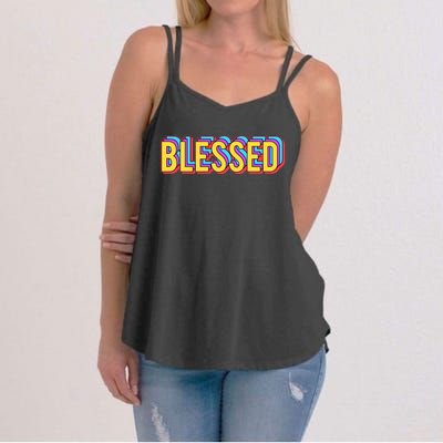 Colorful Blessed Quote Gift Women's Strappy Tank