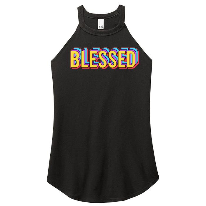 Colorful Blessed Quote Gift Women’s Perfect Tri Rocker Tank