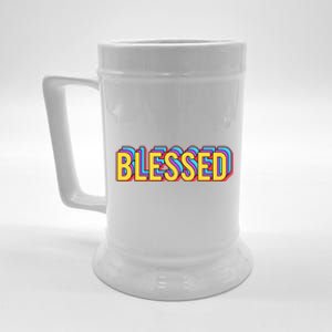 Colorful Blessed Quote Gift Beer Stein