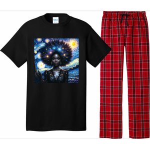 Colorfull Black Queen Afro American Starry Night Junenth Great Gift Pajama Set