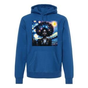 Colorfull Black Queen Afro American Starry Night Junenth Great Gift Premium Hoodie