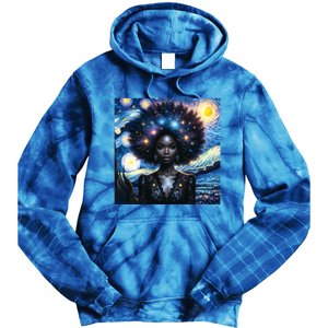 Colorfull Black Queen Afro American Starry Night Junenth Great Gift Tie Dye Hoodie