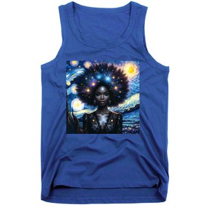 Colorfull Black Queen Afro American Starry Night Junenth Great Gift Tank Top