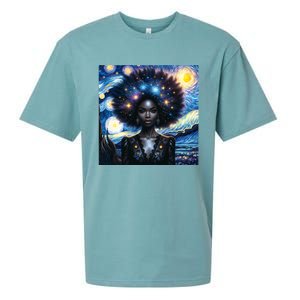 Colorfull Black Queen Afro American Starry Night Junenth Great Gift Sueded Cloud Jersey T-Shirt