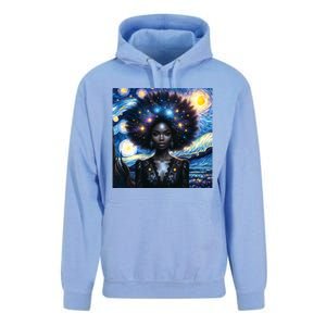 Colorfull Black Queen Afro American Starry Night Junenth Great Gift Unisex Surf Hoodie