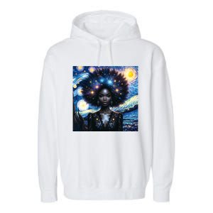 Colorfull Black Queen Afro American Starry Night Junenth Great Gift Garment-Dyed Fleece Hoodie