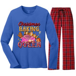 Christmas Baking Queen Donut Lover Xmas Bakers Funny Gift Women's Long Sleeve Flannel Pajama Set 