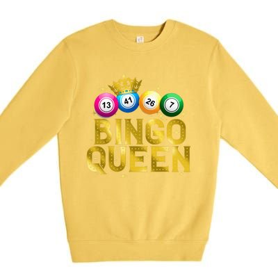 Cool Bingo Queen For Women Girls Lotto Casino Lucky Gambling Premium Crewneck Sweatshirt