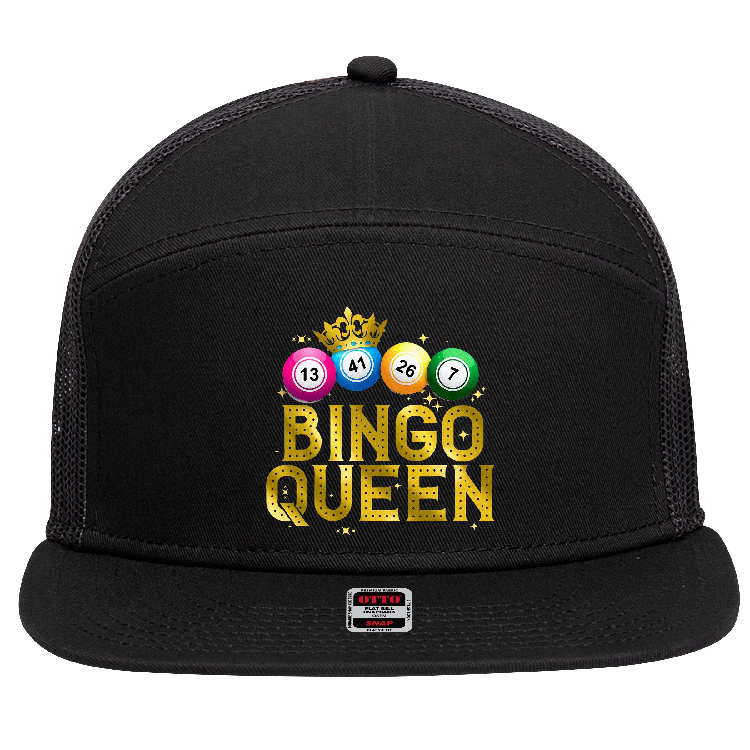 Cool Bingo Queen For Women Girls Lotto Casino Lucky Gambling 7 Panel Mesh Trucker Snapback Hat