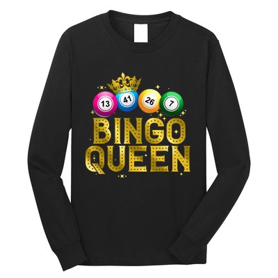 Cool Bingo Queen For Women Girls Lotto Casino Lucky Gambling Long Sleeve Shirt