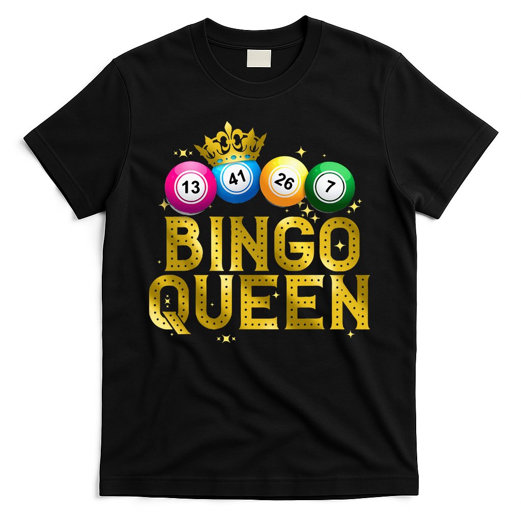 Cool Bingo Queen For Women Girls Lotto Casino Lucky Gambling T-Shirt