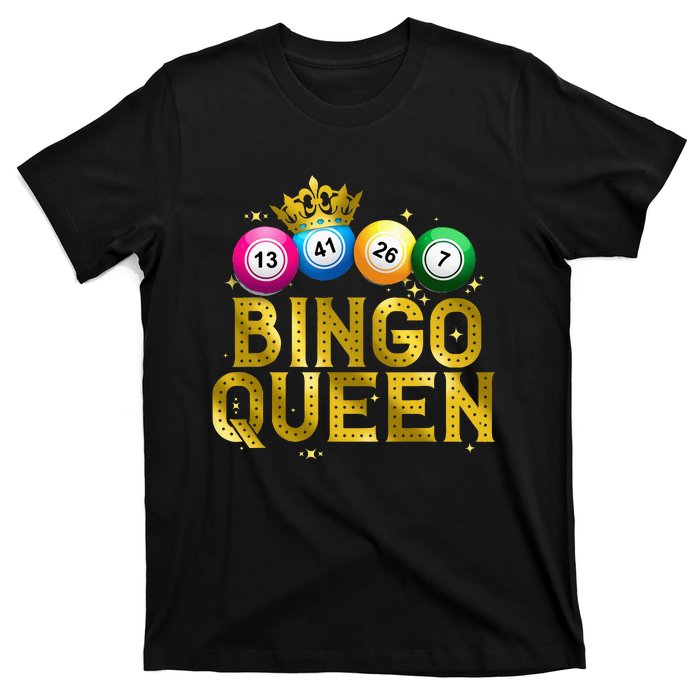 Cool Bingo Queen For Women Girls Lotto Casino Lucky Gambling T-Shirt