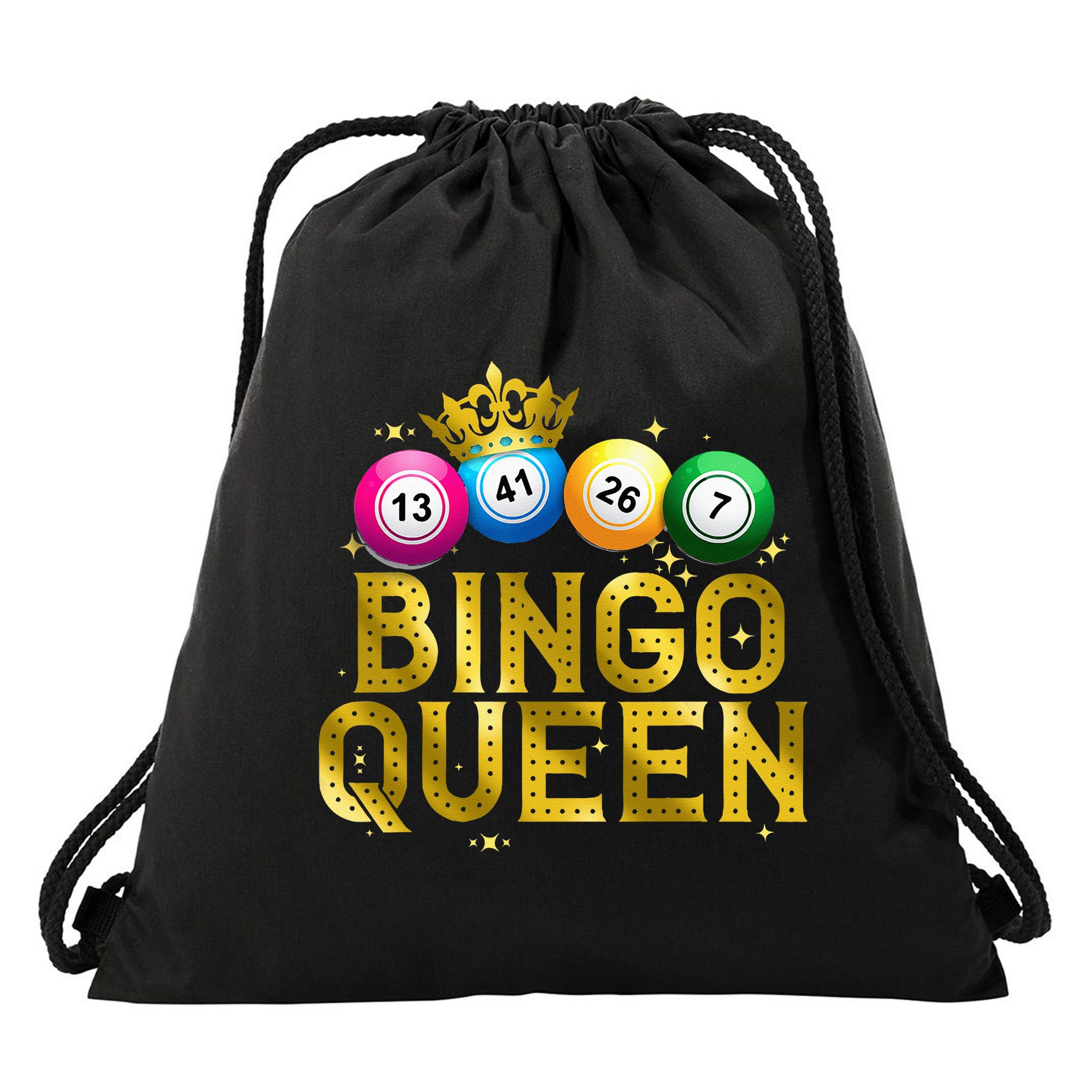 Cool Bingo Queen For Women Girls Lotto Casino Lucky Gambling Drawstring Bag