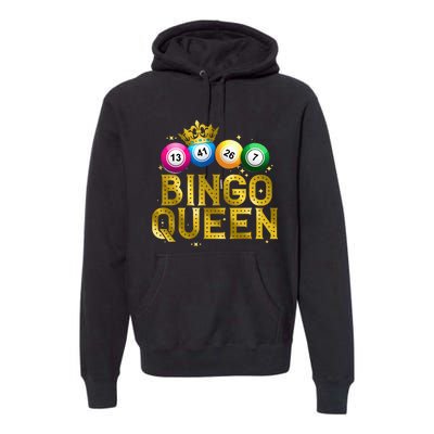 Cool Bingo Queen For Women Girls Lotto Casino Lucky Gambling Premium Hoodie