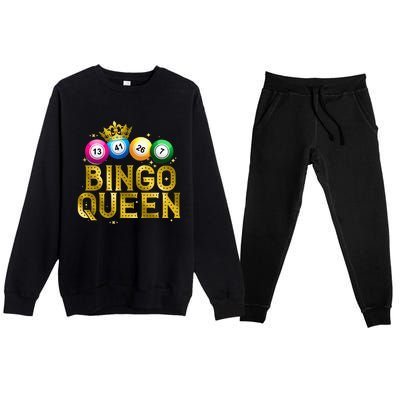 Cool Bingo Queen For Women Girls Lotto Casino Lucky Gambling Premium Crewneck Sweatsuit Set