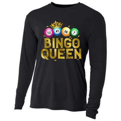 Cool Bingo Queen For Women Girls Lotto Casino Lucky Gambling Cooling Performance Long Sleeve Crew