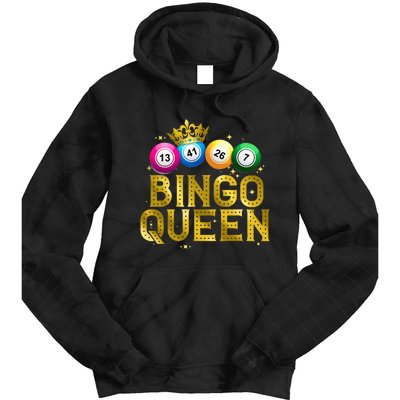 Cool Bingo Queen For Women Girls Lotto Casino Lucky Gambling Tie Dye Hoodie