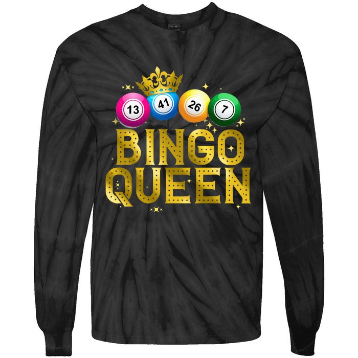 Cool Bingo Queen For Women Girls Lotto Casino Lucky Gambling Tie-Dye Long Sleeve Shirt