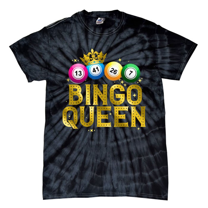 Cool Bingo Queen For Women Girls Lotto Casino Lucky Gambling Tie-Dye T-Shirt