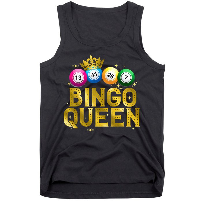 Cool Bingo Queen For Women Girls Lotto Casino Lucky Gambling Tank Top