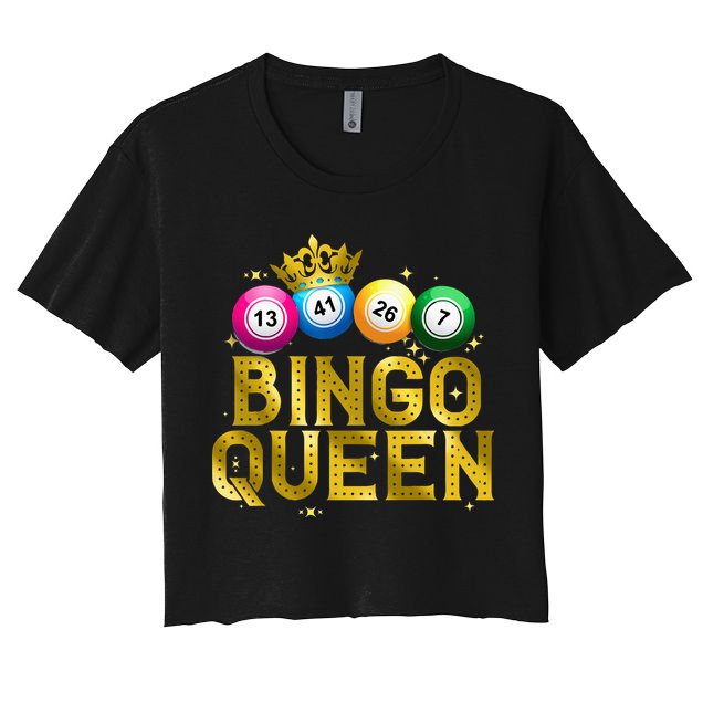 Cool Bingo Queen For Women Girls Lotto Casino Lucky Gambling Crop Top