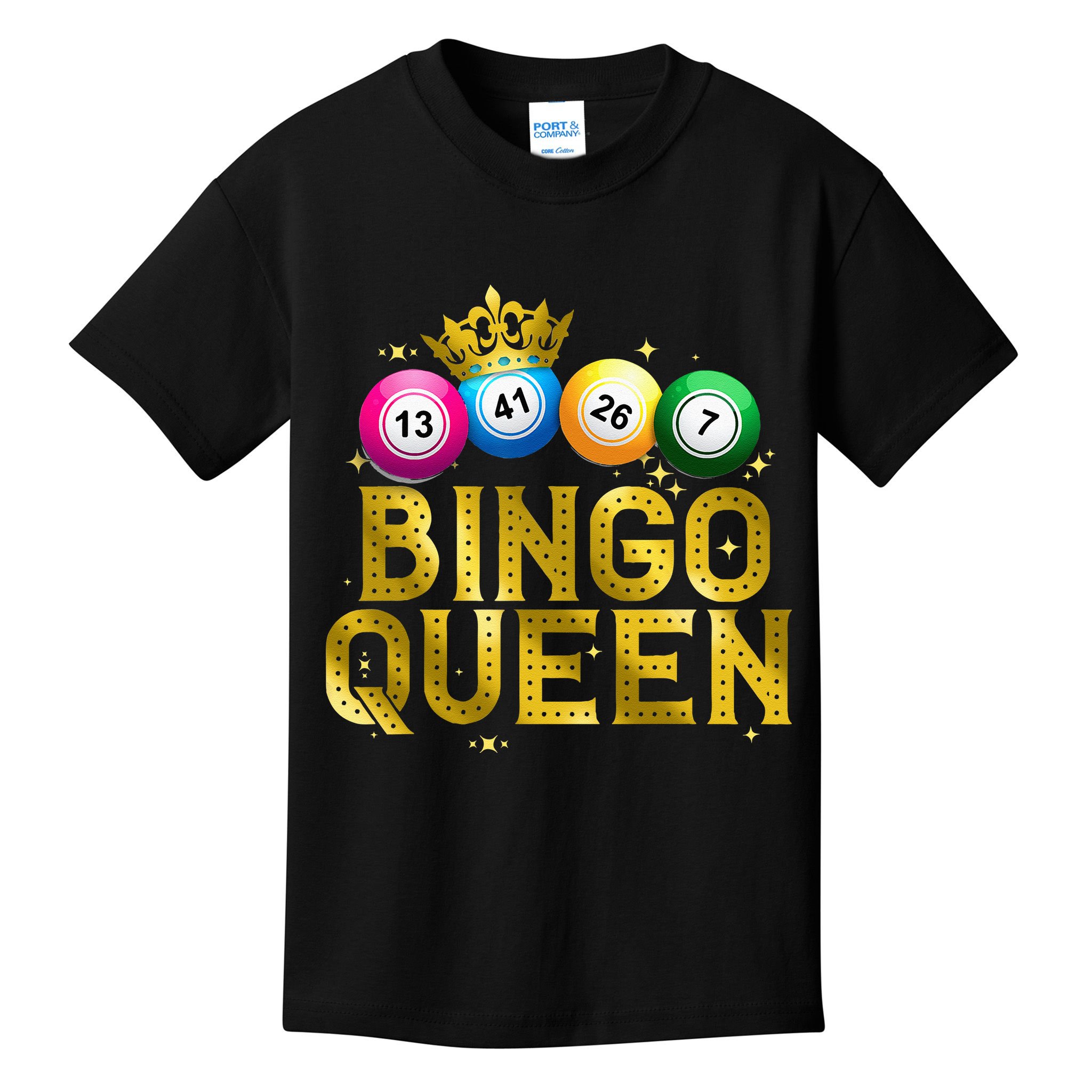 Cool Bingo Queen For Women Girls Lotto Casino Lucky Gambling Kids T-Shirt