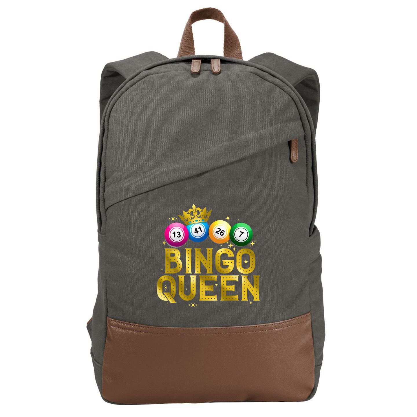 Cool Bingo Queen For Women Girls Lotto Casino Lucky Gambling Cotton Canvas Backpack