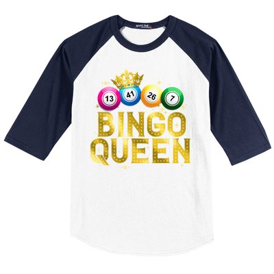 Cool Bingo Queen For Women Girls Lotto Casino Lucky Gambling Baseball Sleeve Shirt