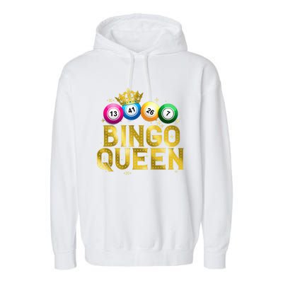 Cool Bingo Queen For Women Girls Lotto Casino Lucky Gambling Garment-Dyed Fleece Hoodie