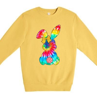 Cute Bunny Rabbit Tie Dye Bow Tie Easter Day Premium Crewneck Sweatshirt