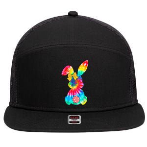 Cute Bunny Rabbit Tie Dye Bow Tie Easter Day 7 Panel Mesh Trucker Snapback Hat