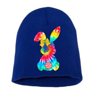 Cute Bunny Rabbit Tie Dye Bow Tie Easter Day Short Acrylic Beanie