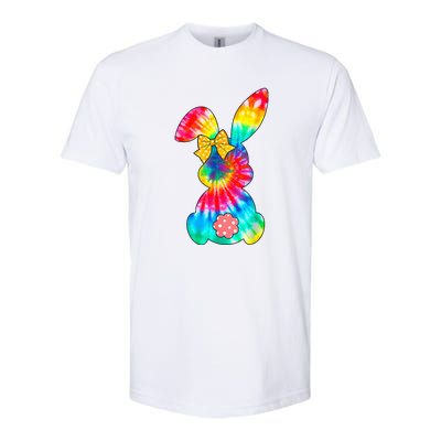 Cute Bunny Rabbit Tie Dye Bow Tie Easter Day Softstyle CVC T-Shirt