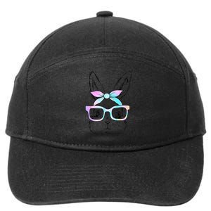 Cute Bunny Rabbit Face Tie Dye Glasses Girl Happy Easter Day 7-Panel Snapback Hat