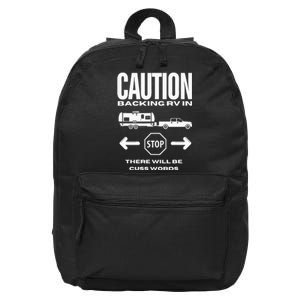 Caution Backing Rv In Funny Camping Outoors 16 in Basic Backpack